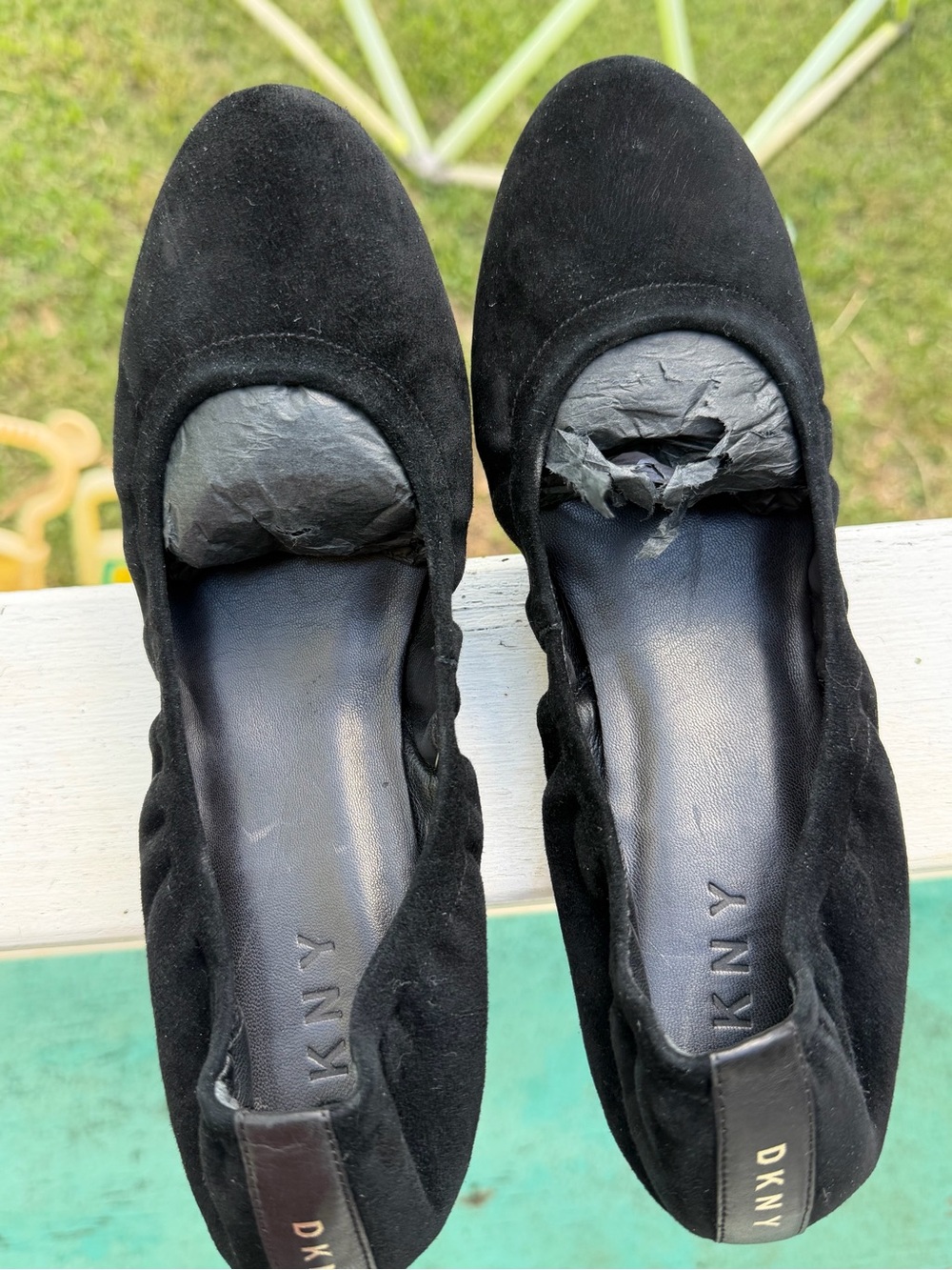 DKNY Black Suede Slip-On Ballet Flats
